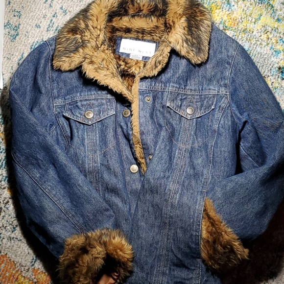 Nine West Jackets & Blazers - NINE WEST Faux Fur Fall Jean Jacket Coat